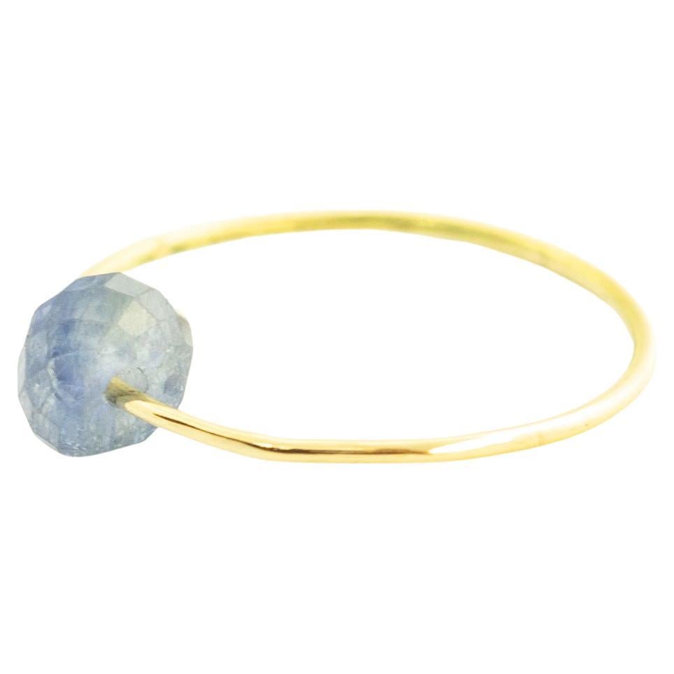 INTINI Jewels Bague jonc Planet Boho Chic en or jaune 18 carats avec saphir bleu et perles