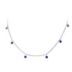 Petronilla Blue Sapphire 18 Karat White Gold Necklace Made in Italy