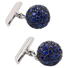 Boutons de manchette "Ball" en or 18k et saphir bleu