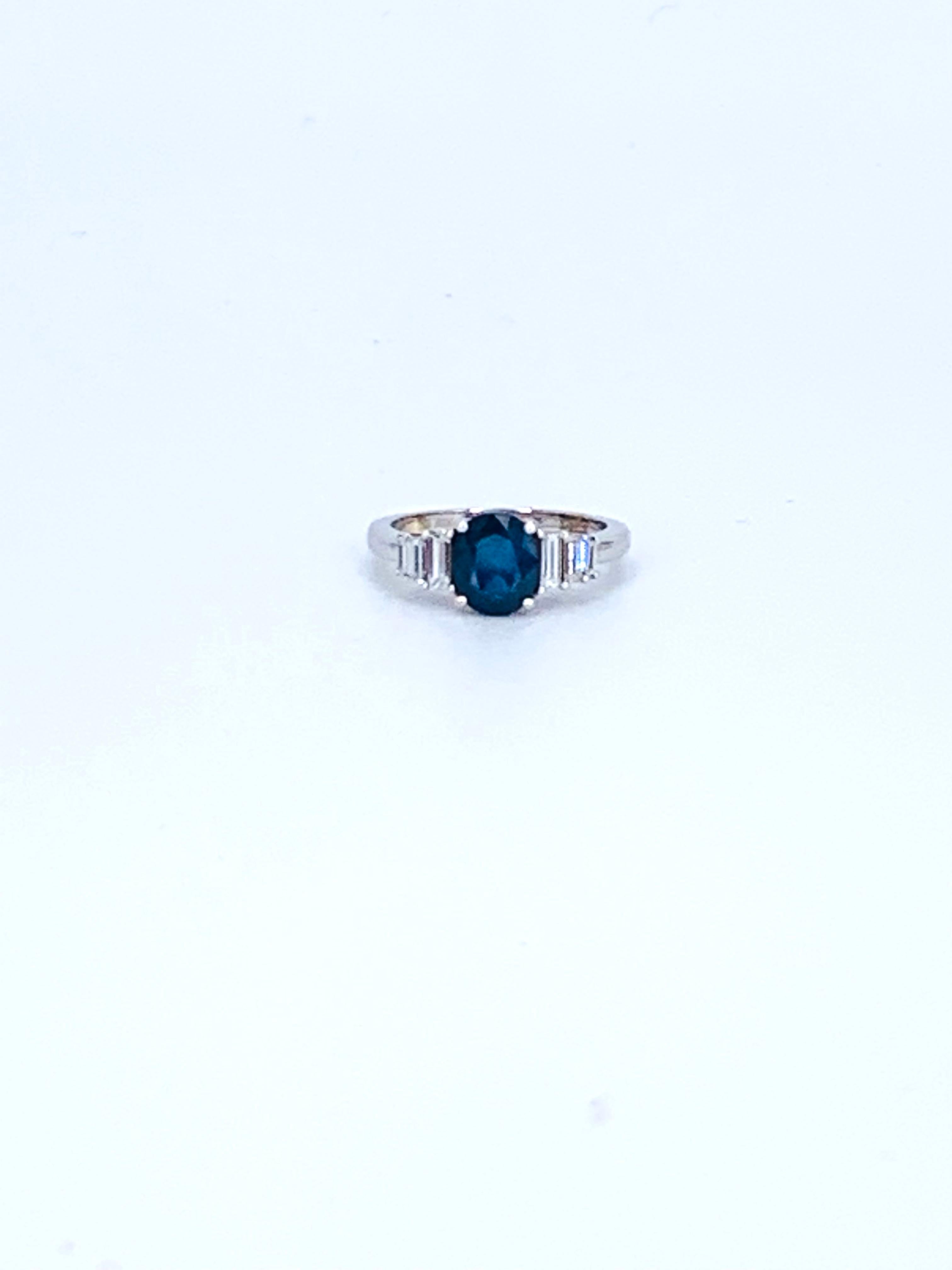 Artisan Blue Sapphire 1.93 Carats & 0.43 Carat Diamonds 18Kt White Gold Cocktail Ring