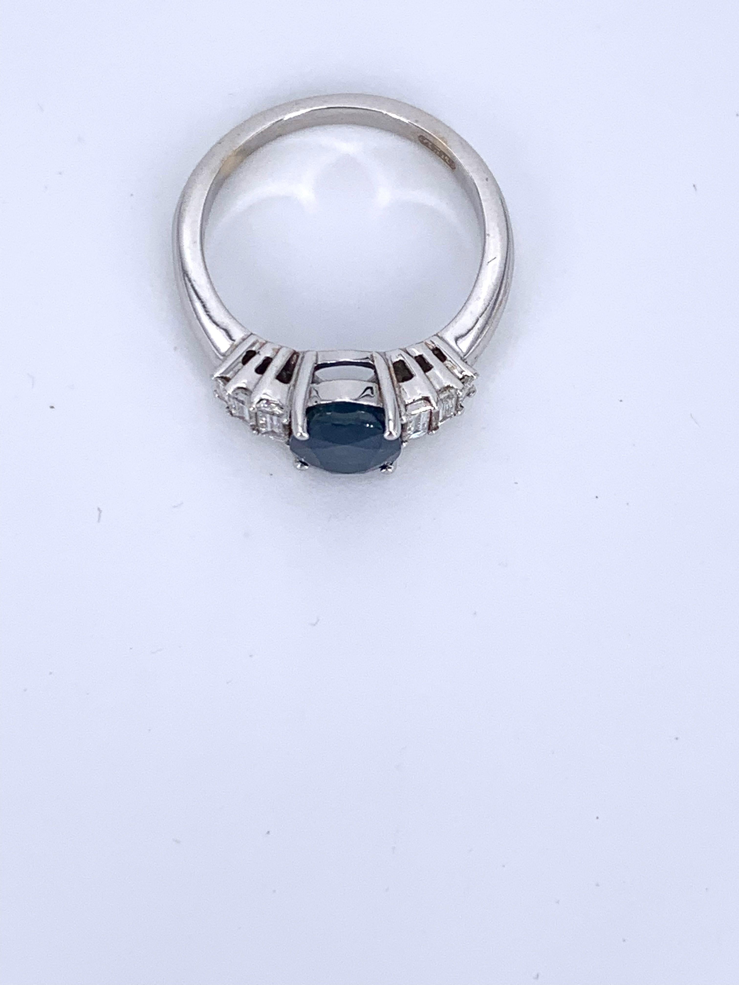 Women's Blue Sapphire 1.93 Carats & 0.43 Carat Diamonds 18Kt White Gold Cocktail Ring