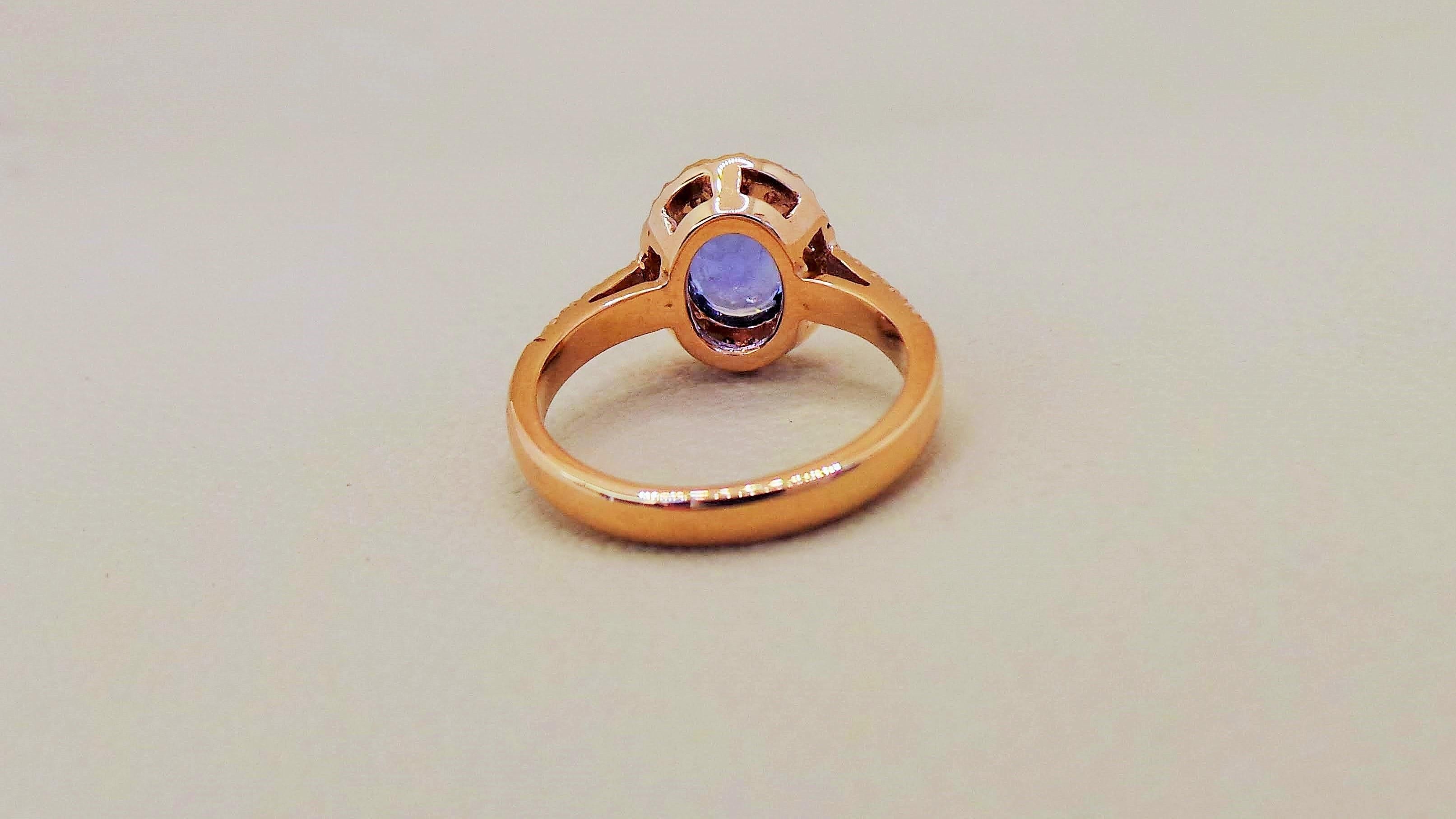 Verlobungsring mit blauem Saphir 2,03 Karat Roségold und 0,36 Karat Diamanten Lady Diana (Zeitgenössisch)