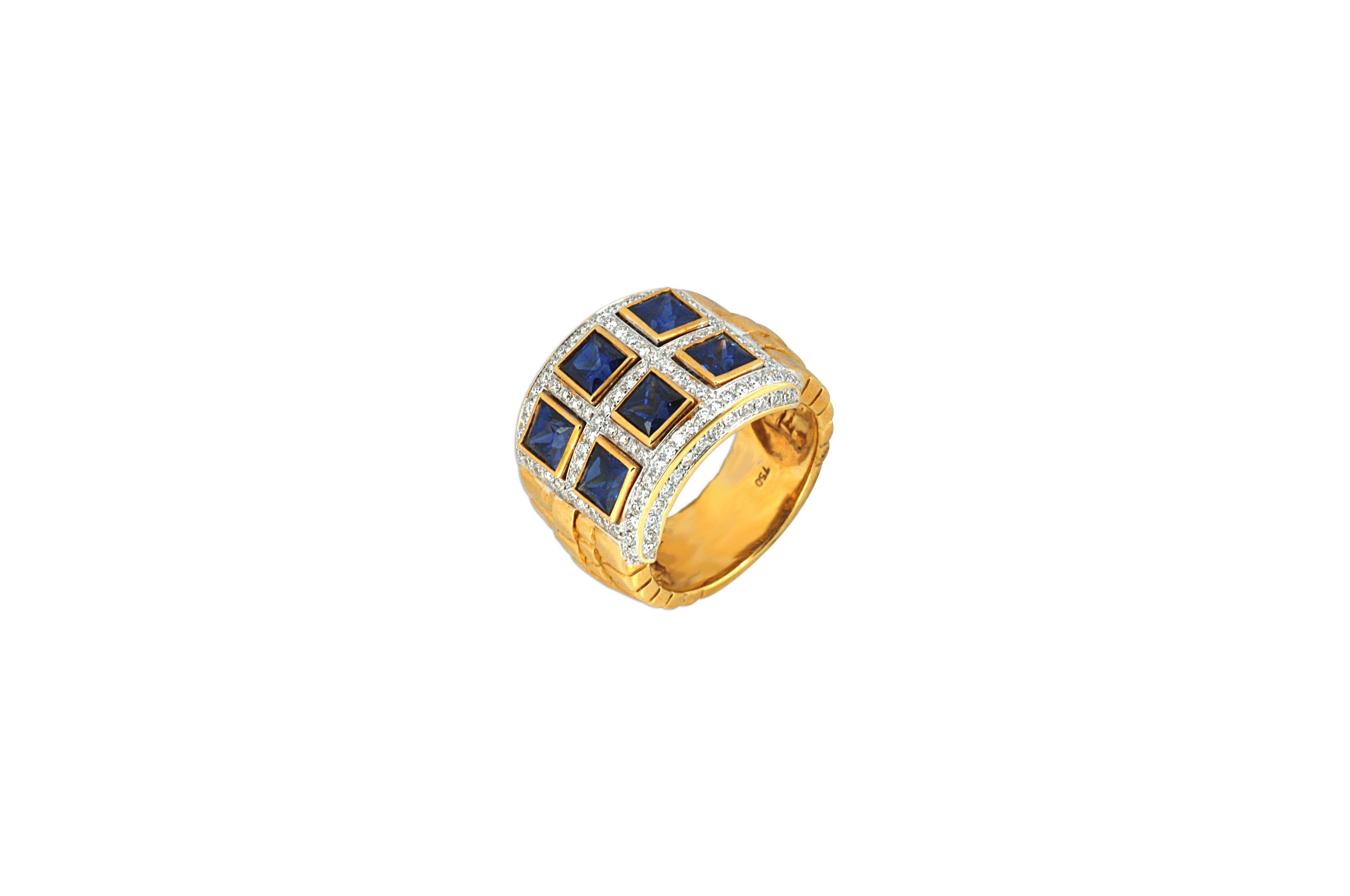 Blue Sapphire 2.67 carats with Diamond 0.72 carat Ring in 18 Karat Gold Settings

Width: 2 cm
Length: 1.5 cm
Ring Size: 54
Total Weight: 12.37 grams

