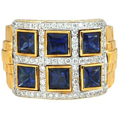 Blue Sapphire 2.67 Carat with Diamond 0.72 Carat Ring in 18 Karat Gold Settings