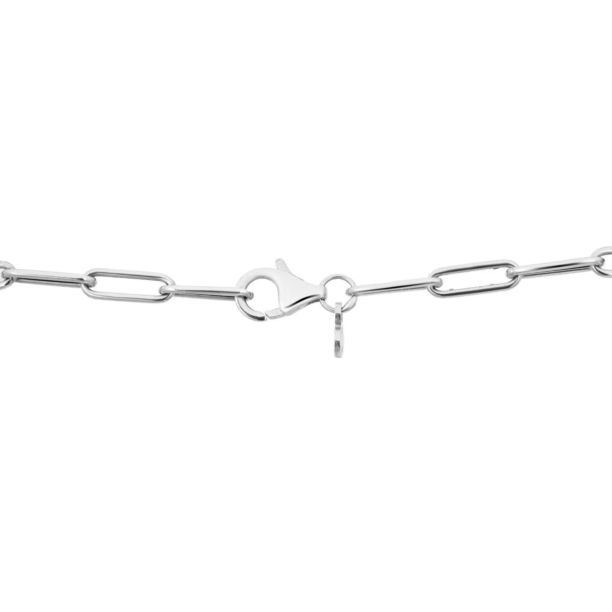 Blue Sapphire 2.77Ctw and Diamond 1.28Ctw Necklace 14K White Gold 17 Inches In New Condition For Sale In New York, NY
