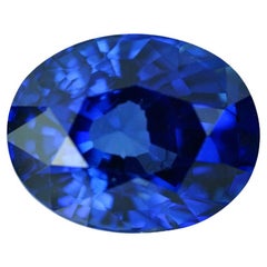 Pierre précieuse non sertie, certifiée GIA, saphir bleu ovale naturel chauffé 3,07 carats