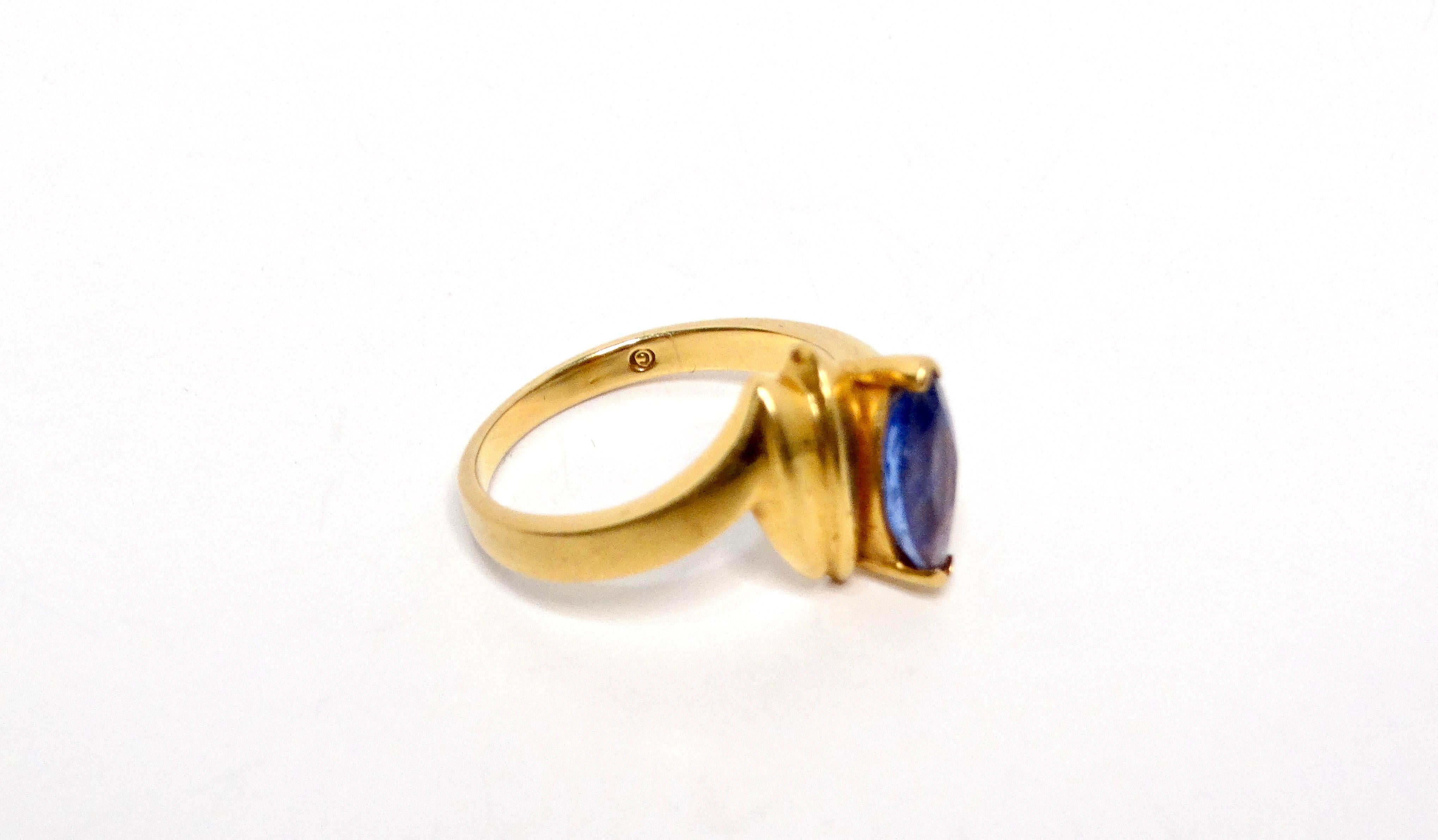 Women's Blue Sapphire & 4 Diamond Vintage 14k Gold Ring For Sale
