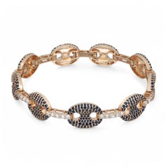 Zaffiro blu 5,30 carati e diamante 1,38 carati Bracciale A Link in oro giallo 14 carati