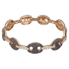 Bracelet tennis à maillons en or jaune 14 carats avec saphir bleu 5,30 carats et diamants 1,38 carat