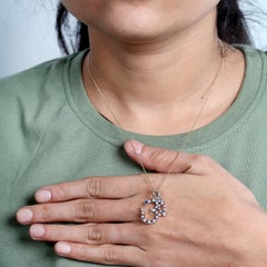 Blue Sapphire Accented Om Pendant In 14k White Gold