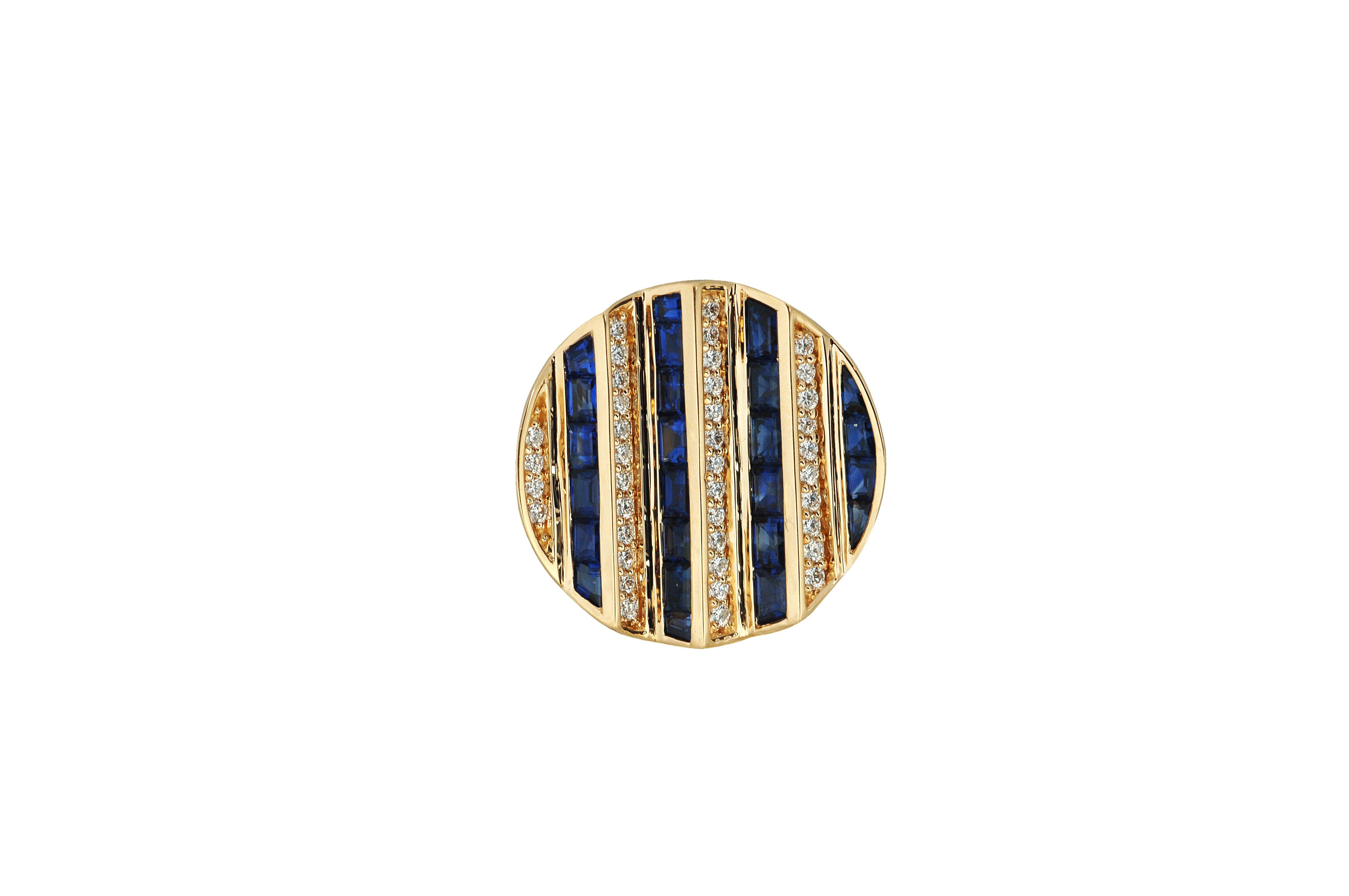 Pendentif Agamo en saphir bleu et diamant serti dans des montures en or 18K en vente 6