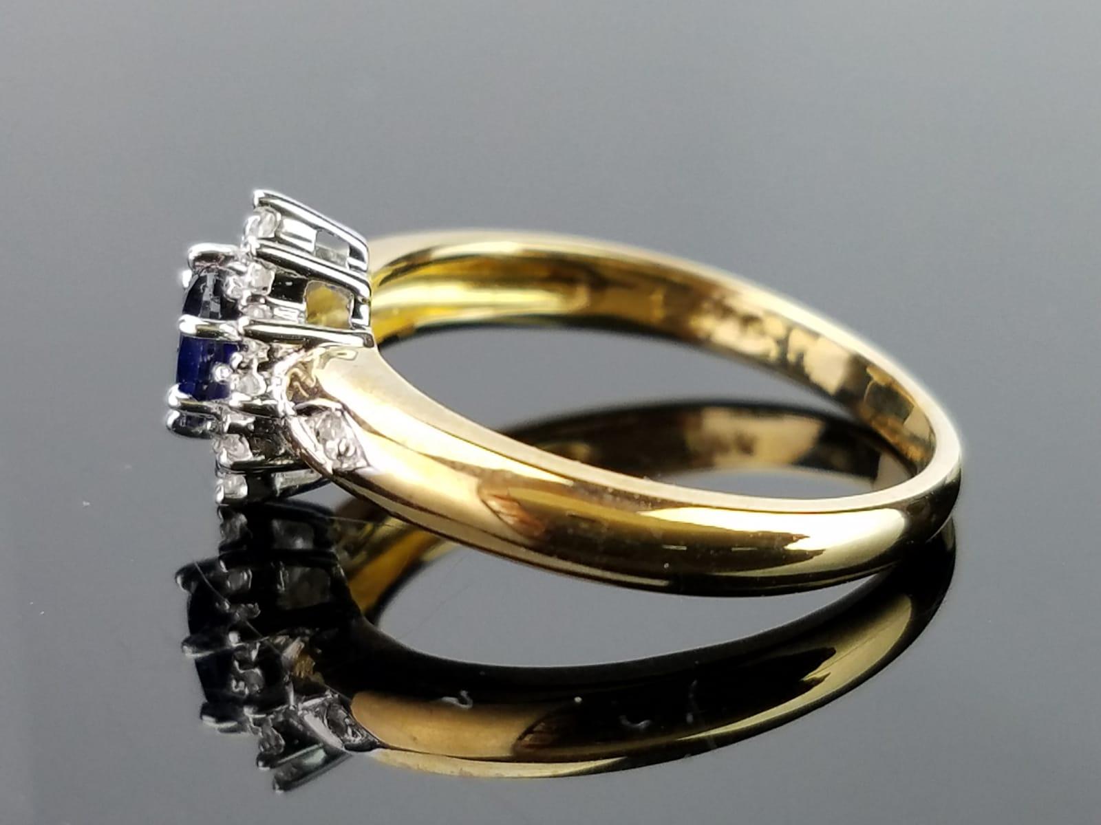 Blue Sapphire and Diamond 14 Karat Gold Ring In New Condition In Bangkok, Thailand