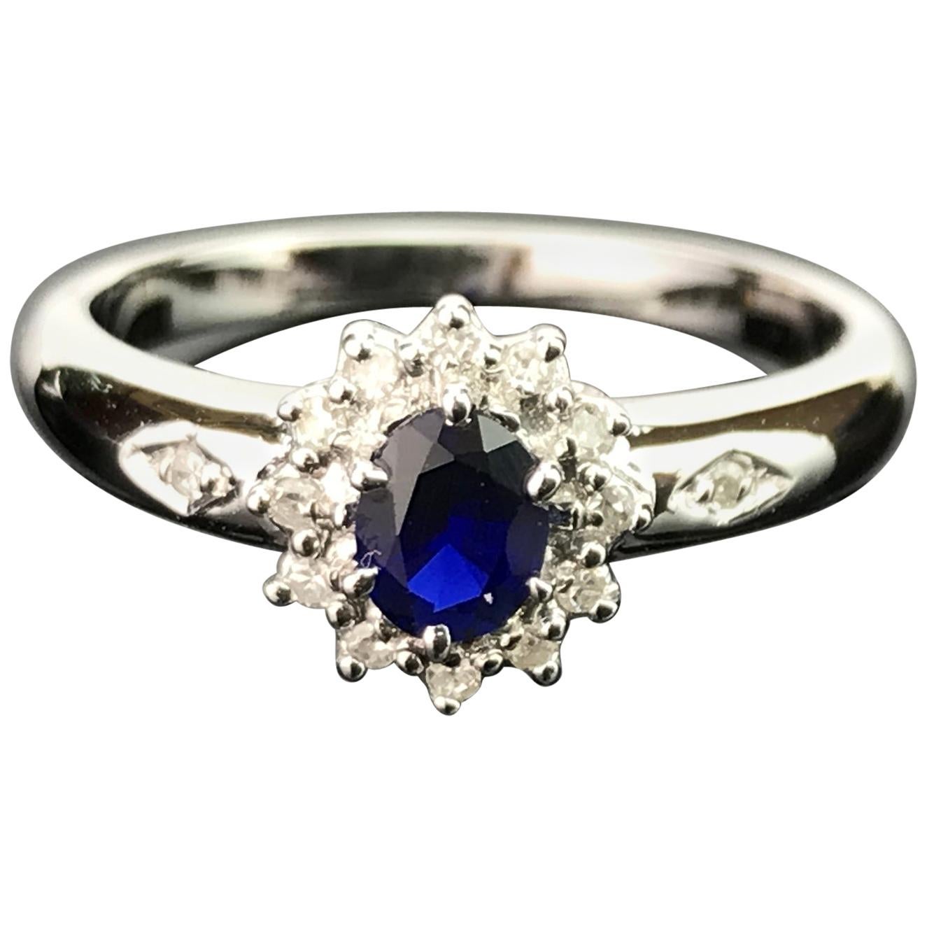 Blue Sapphire and Diamond 14 Karat Gold Ring