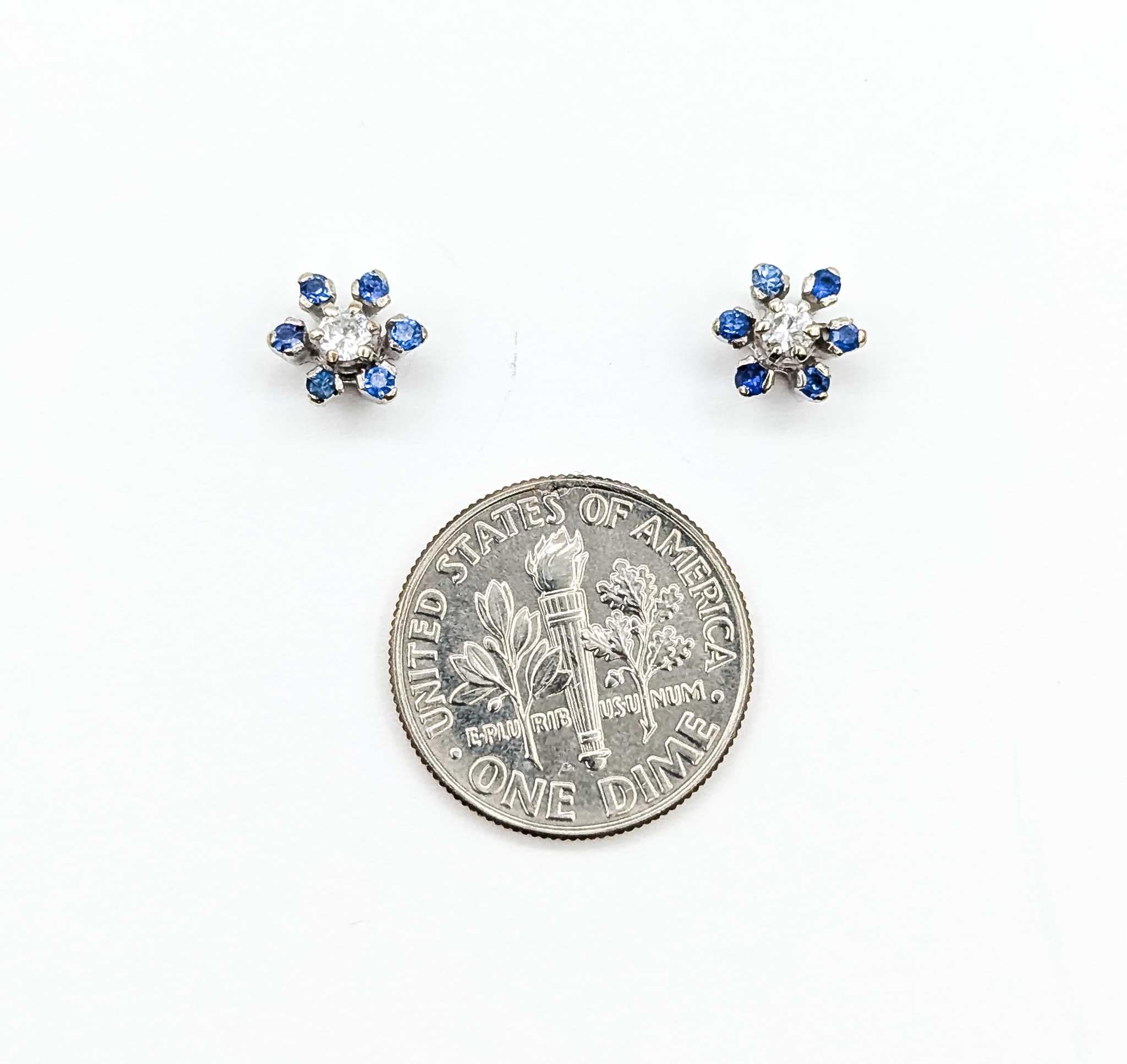 De las mujeres Pendientes Zafiro Azul y Diamante Oro Blanco 14k en venta