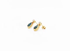 Blue Sapphire and Diamond 18 Carat Yellow Gold Drop Earrings