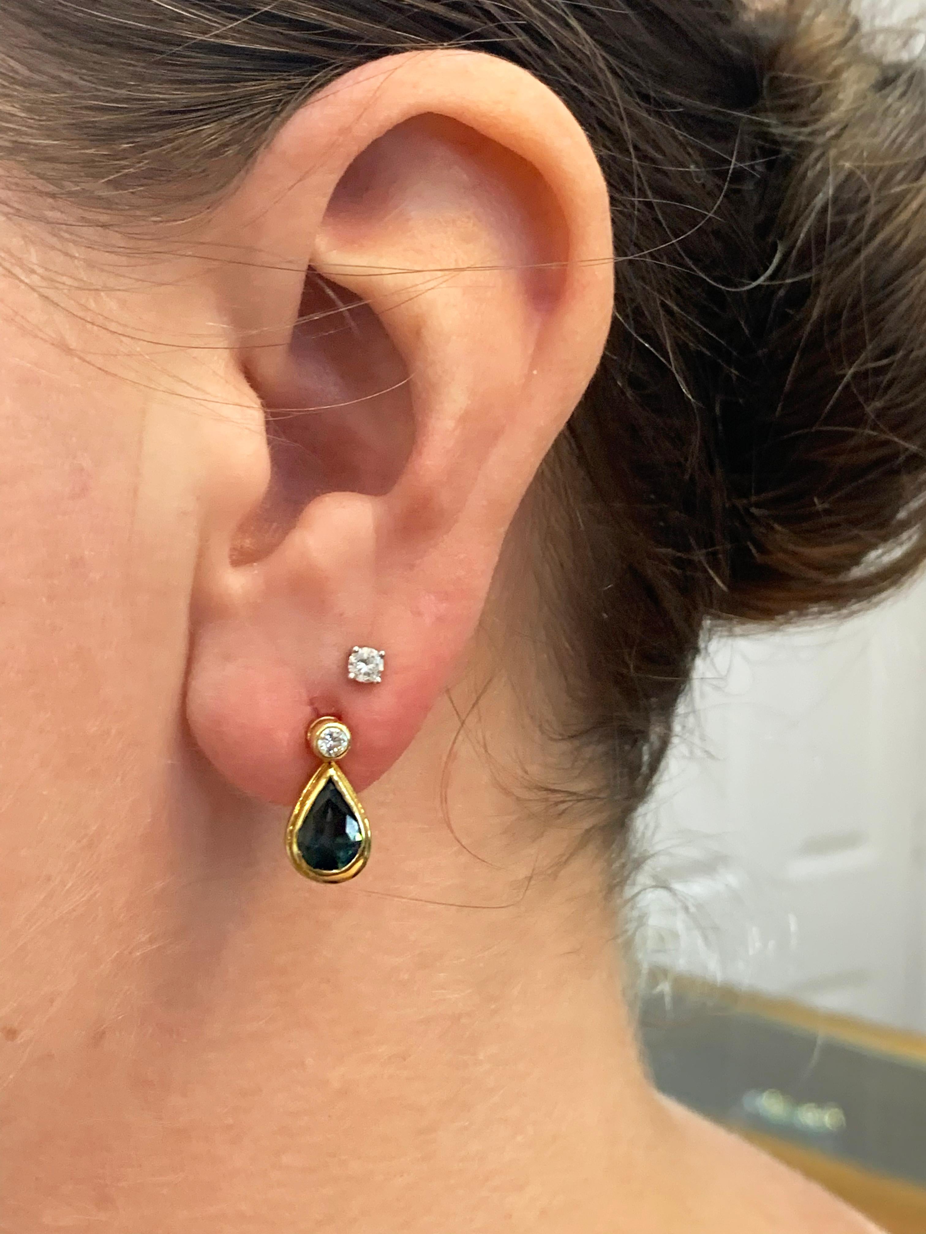 sapphire drop earrings yellow gold