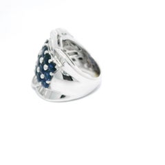 Blue Sapphire and Diamond 22K Gold Ring