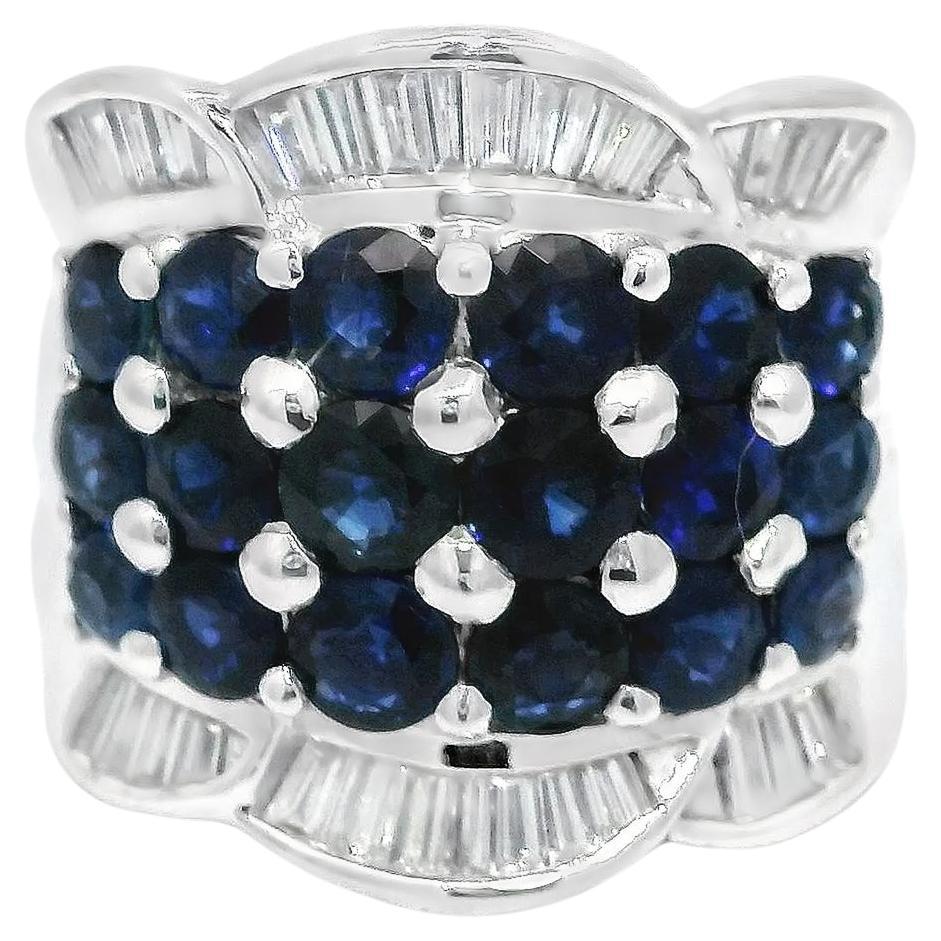 Blue Sapphire and Diamond 22K Gold Ring For Sale