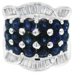 Blue Sapphire and Diamond 22K Gold Ring