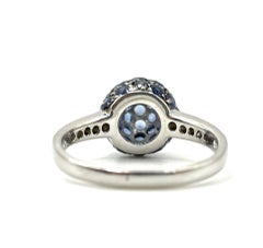 Blue Sapphire and Diamond Ball Ring in 18 Karat White Gold
