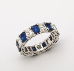 Blue Sapphire and Diamond Band