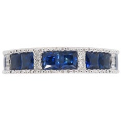 Blue Sapphire and Diamond Band