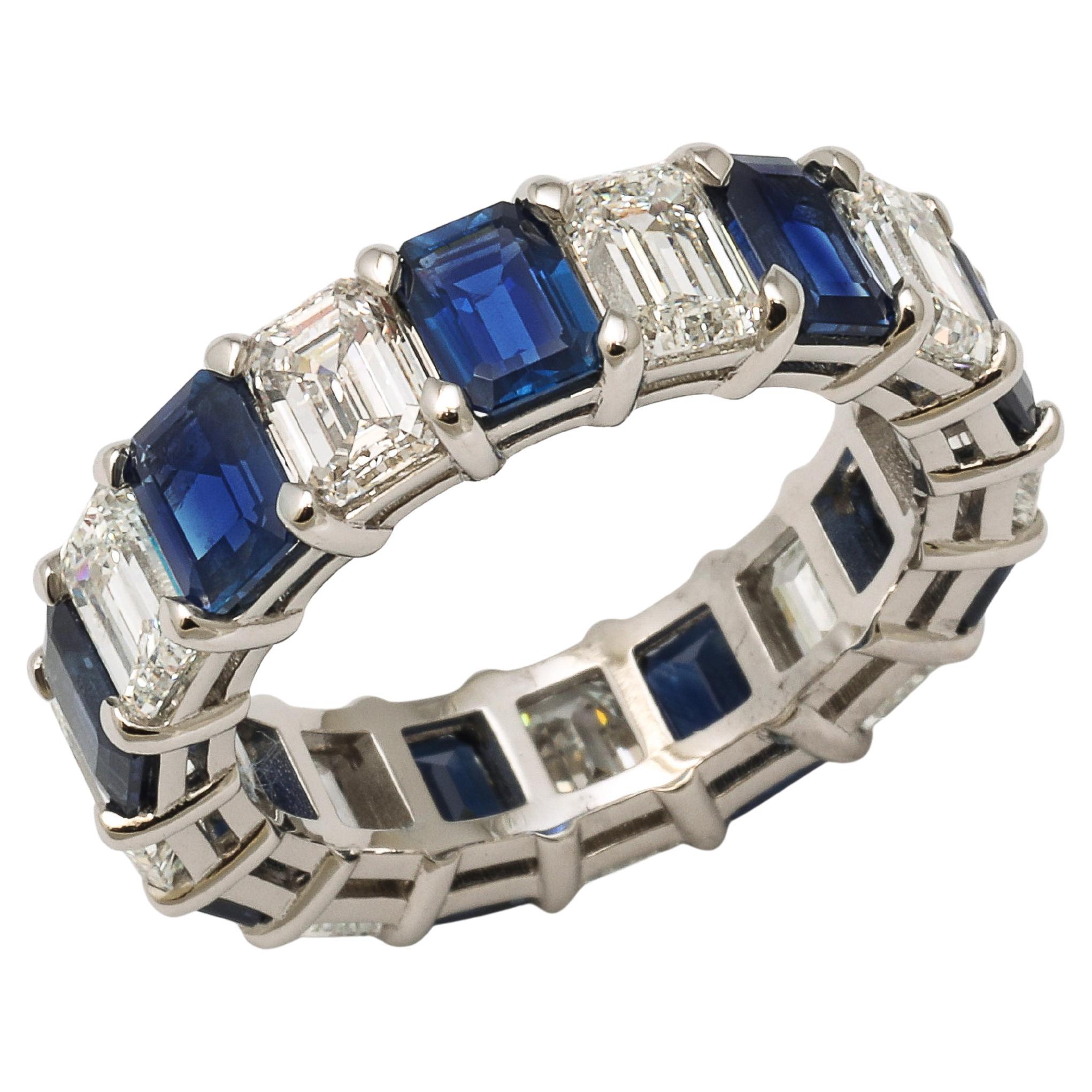 Band mit blauem Saphir und Diamant