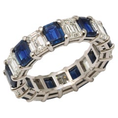 Blue Sapphire and Diamond Band