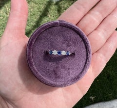 Blue Sapphire and Diamond Band in White Gold