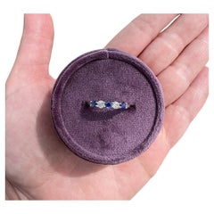 Blue Sapphire and Diamond Band in White Gold