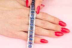 Blue Sapphire and Diamond Bangle Bracelet Design by Ella Gafter