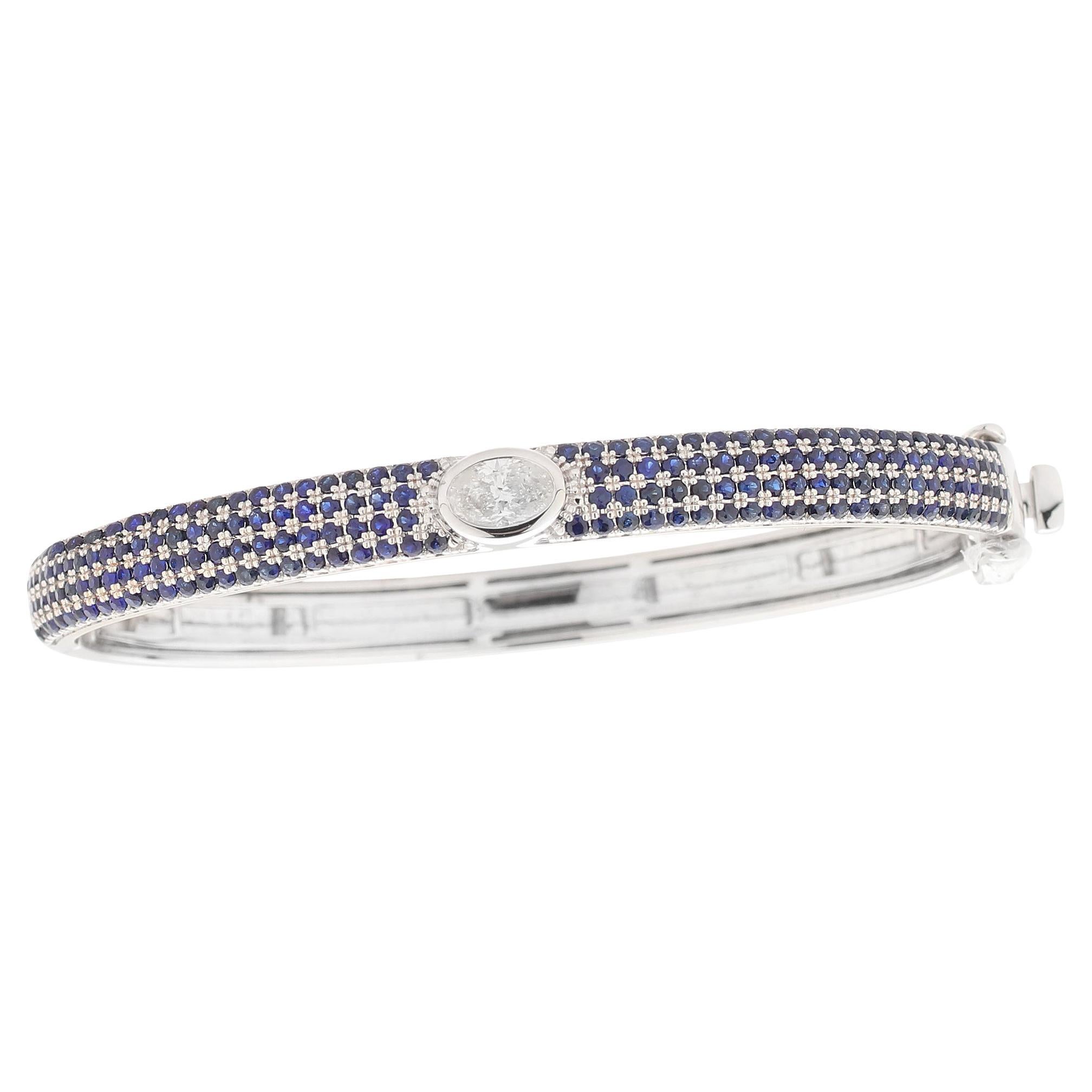 Blue sapphire and diamond bangle