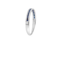 Blue Sapphire and Diamond Bangle, Set in 18 Karat White Gold