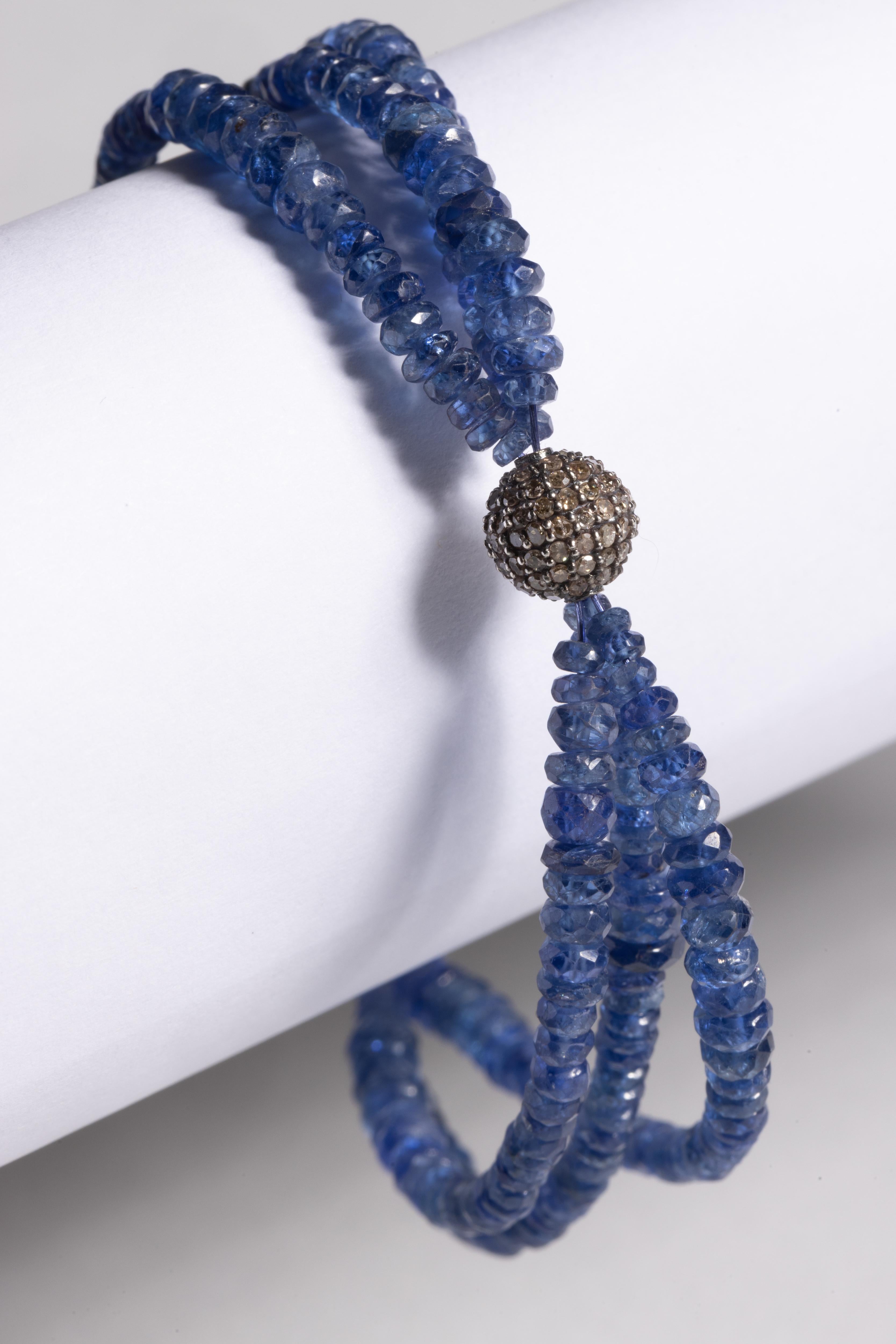 Blue Sapphire and Diamond Beaded Bracelet by Deborah Lockhart Phillips In Good Condition For Sale In Nantucket, MA