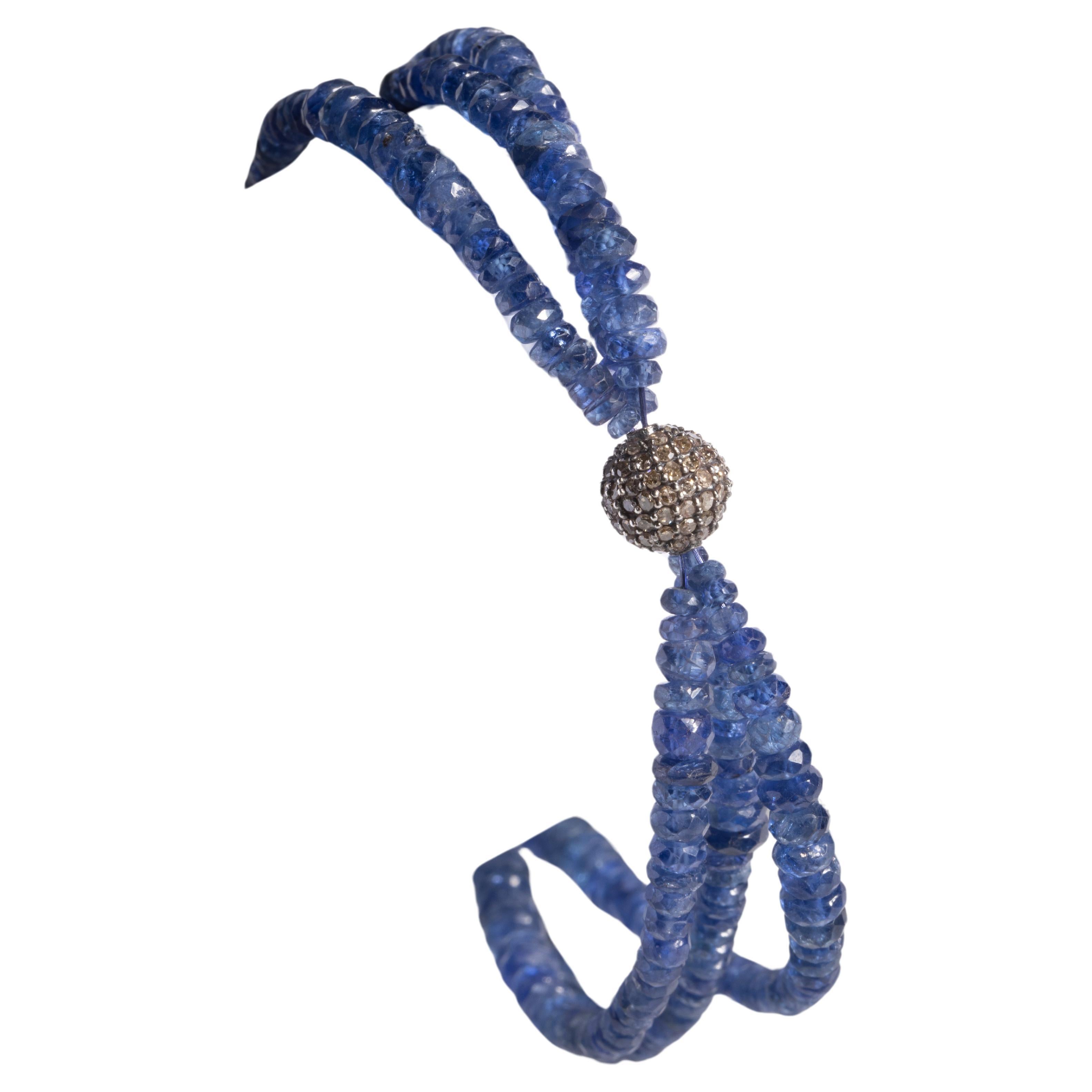 Blue Sapphire and Diamond Beaded Bracelet by Deborah Lockhart Phillips