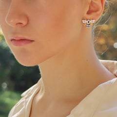 Blue Sapphire and Diamond Bee Earrings Set in 18k Yellow and White Gold