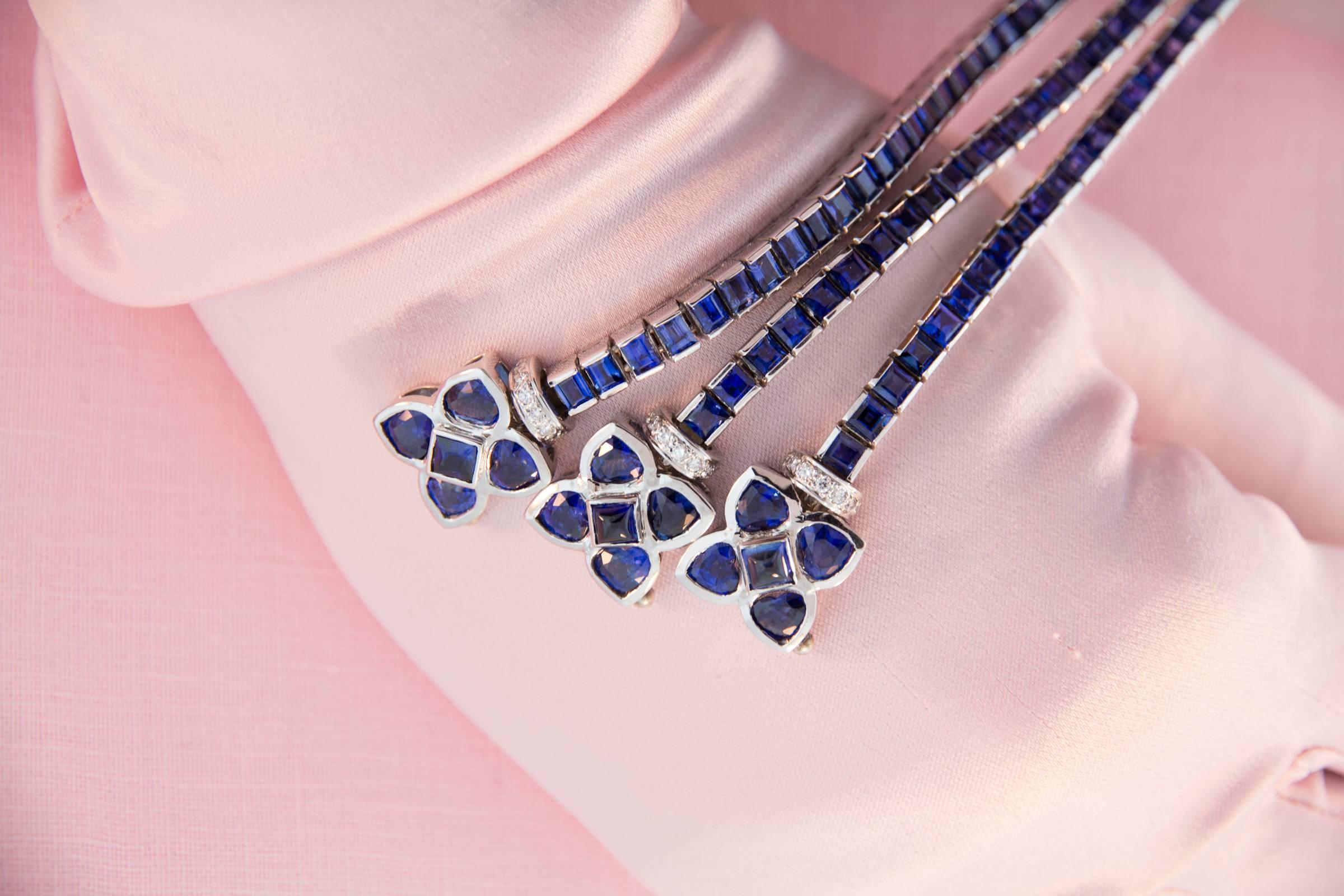 Blue Sapphire and Diamond Bracelet Design by Ella Gafter For Sale 5