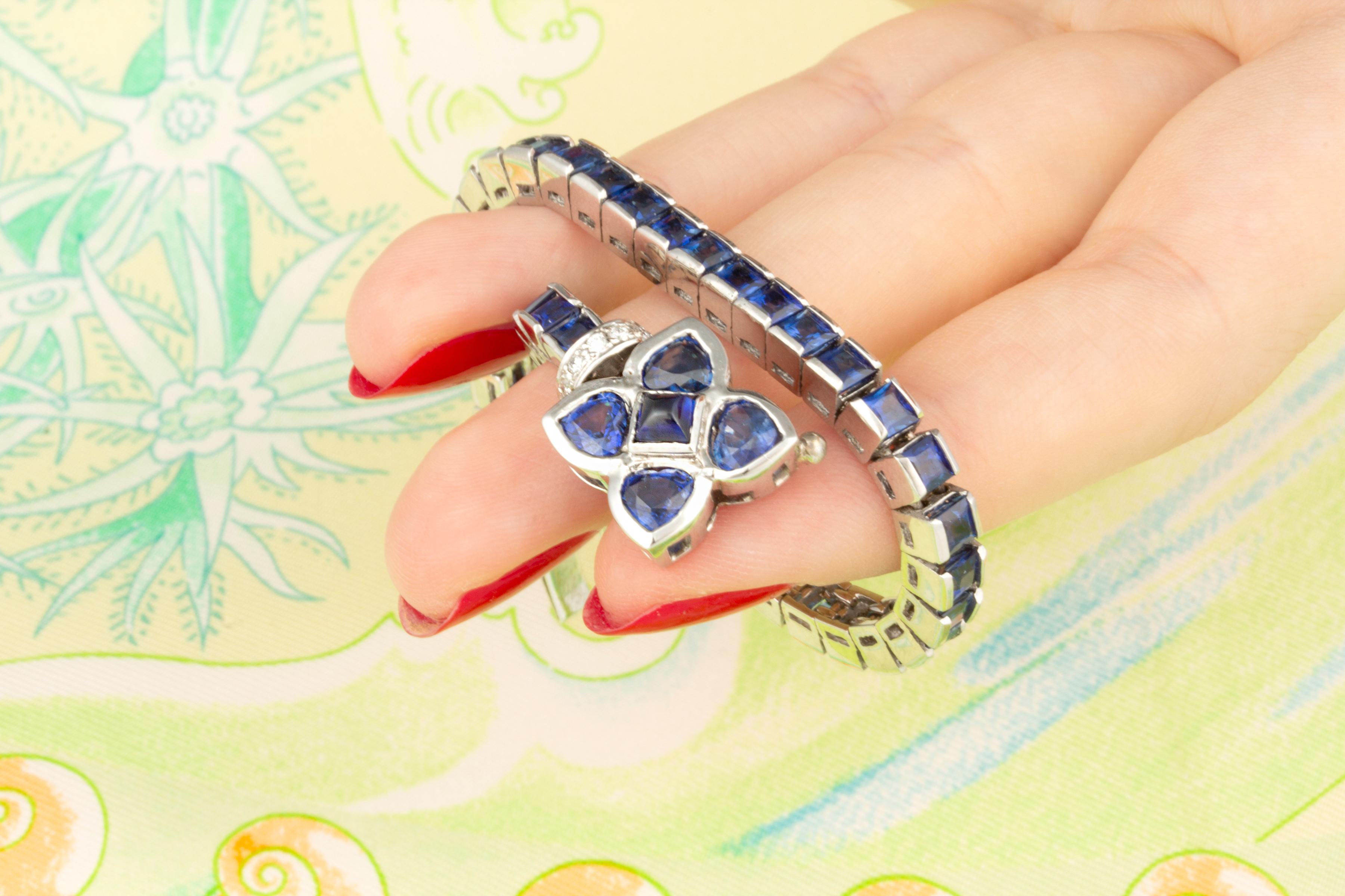Women's Blue Sapphire and Diamond Bracelet Design by Ella Gafter For Sale