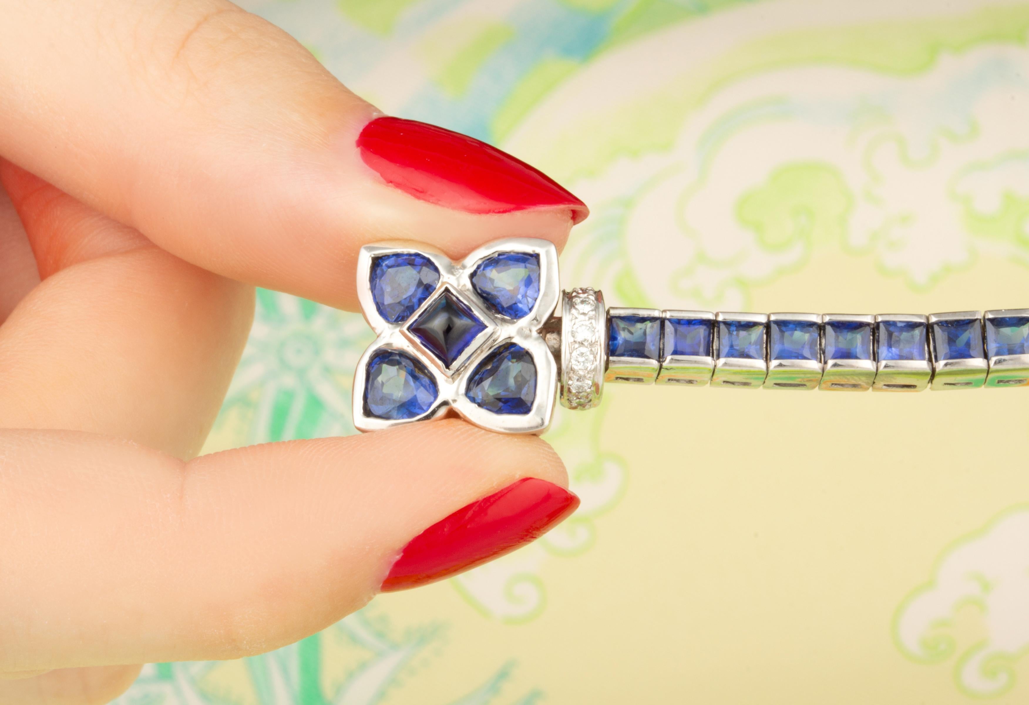 Blue Sapphire and Diamond Bracelet Design by Ella Gafter For Sale 2