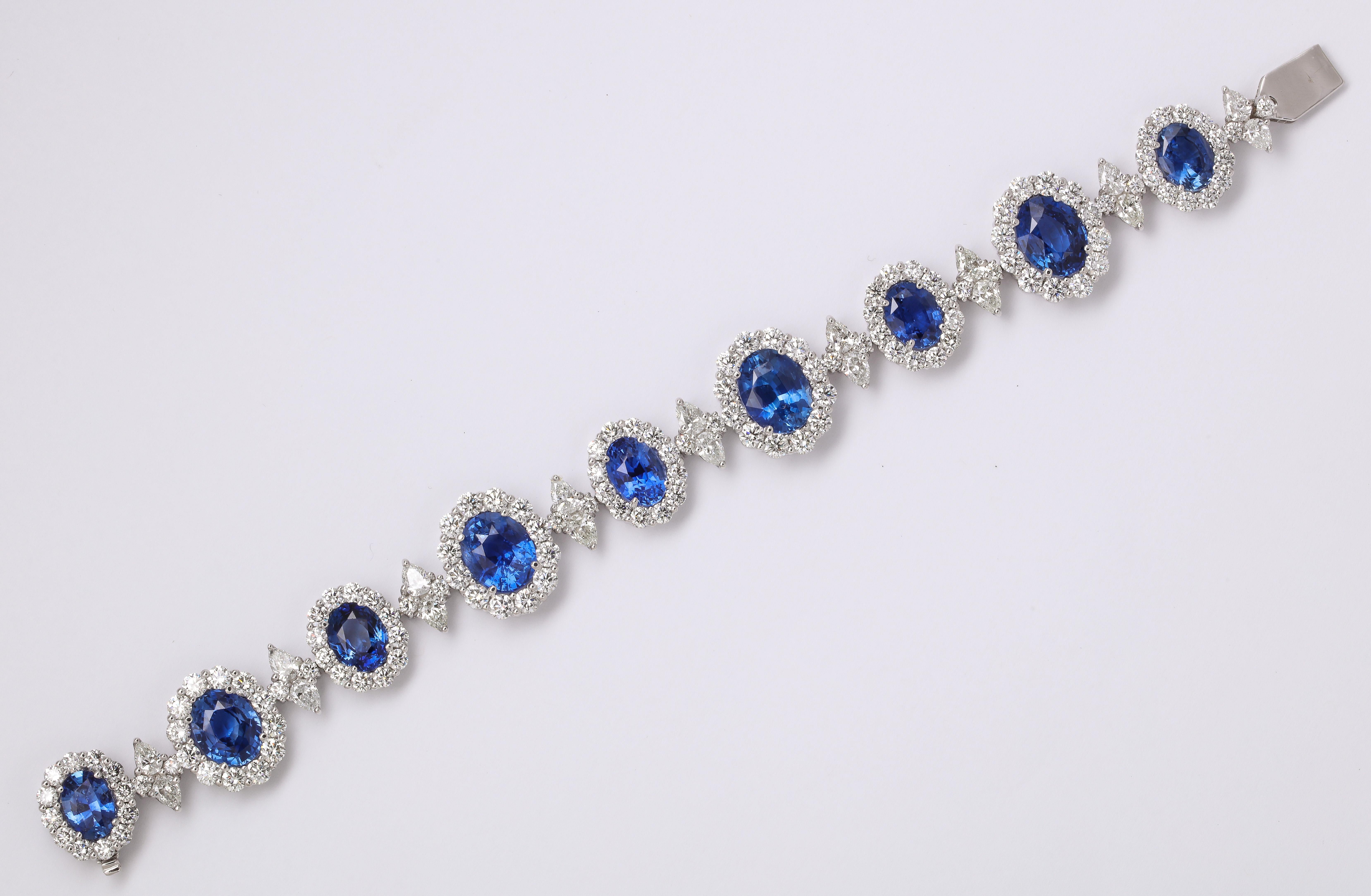 Women's or Men's Blue Sapphire and Diamond Bracelet For Sale