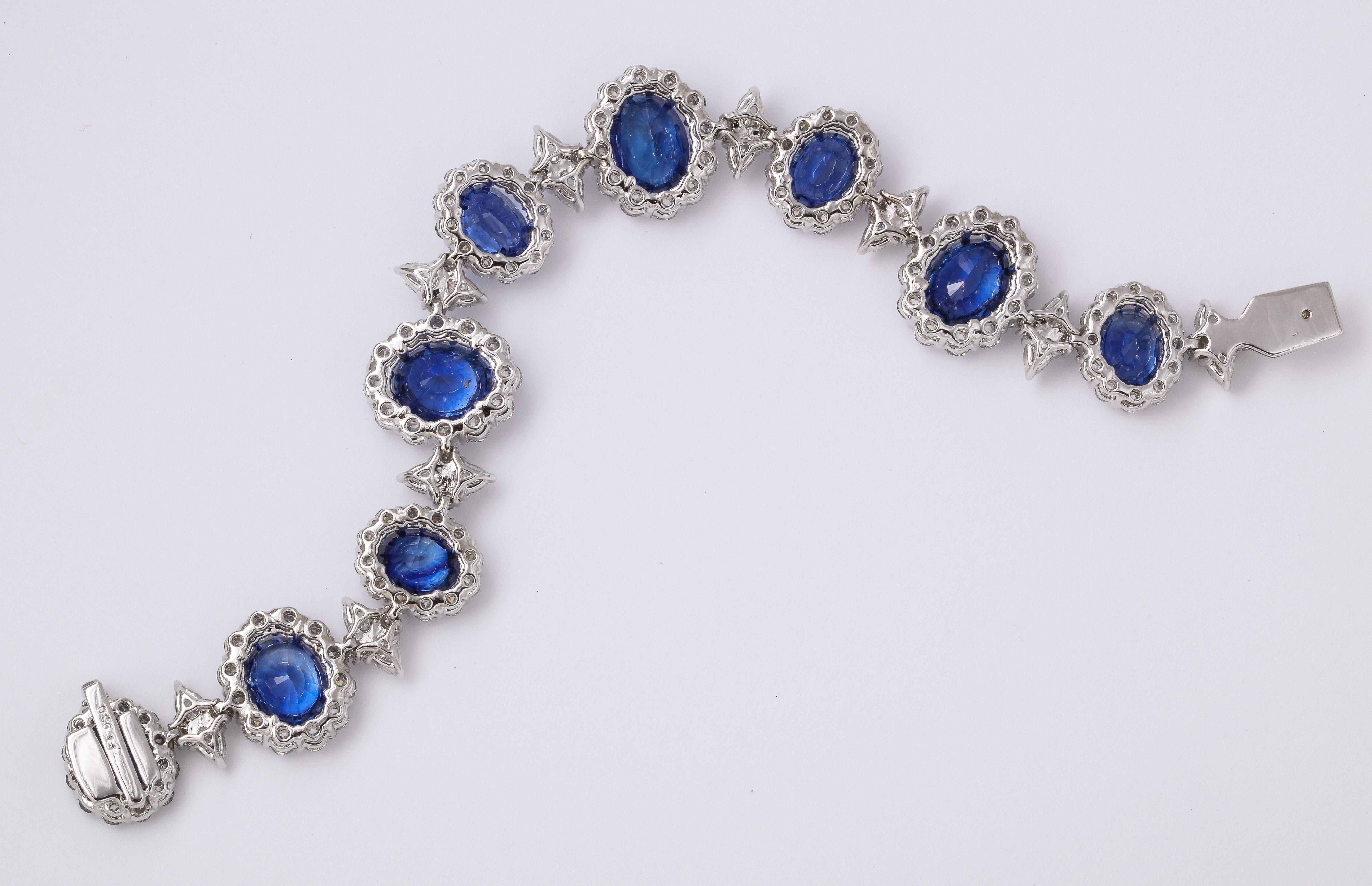 Blue Sapphire and Diamond Bracelet For Sale 1