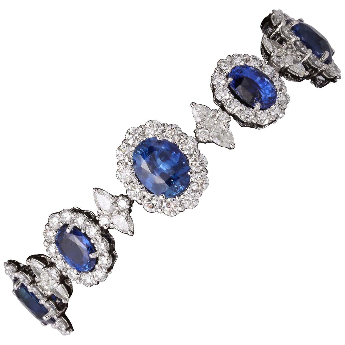 Blue Sapphire and Diamond Bracelet For Sale at 1stDibs
