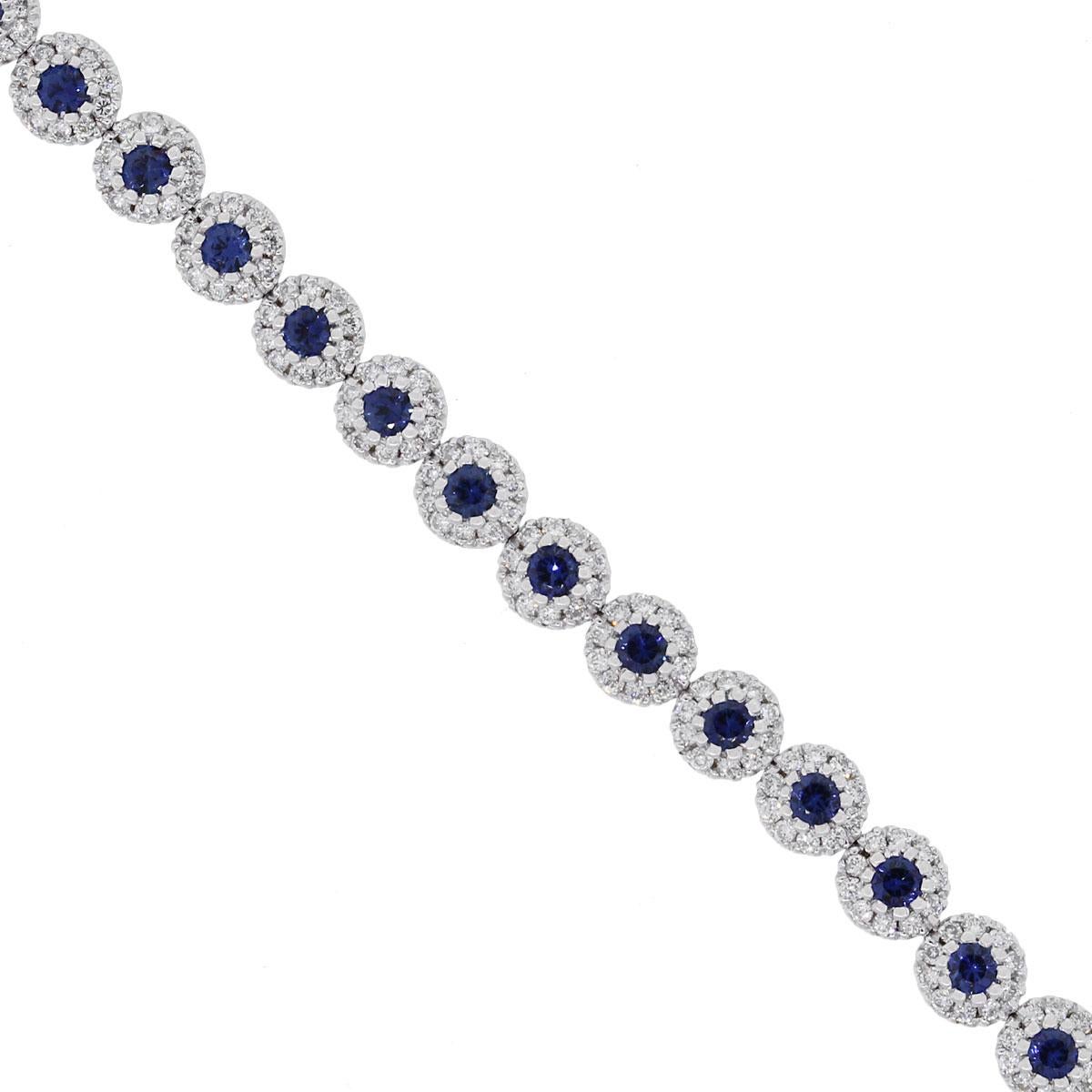 thumbnail image 2 of Blue Sapphire & Created Diamond Tennis Bracelet – 7.5 Inch, Gift Boxed, Free Postage 2 of 4