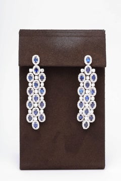 Blue Sapphire and Diamond Chandelier Earrings