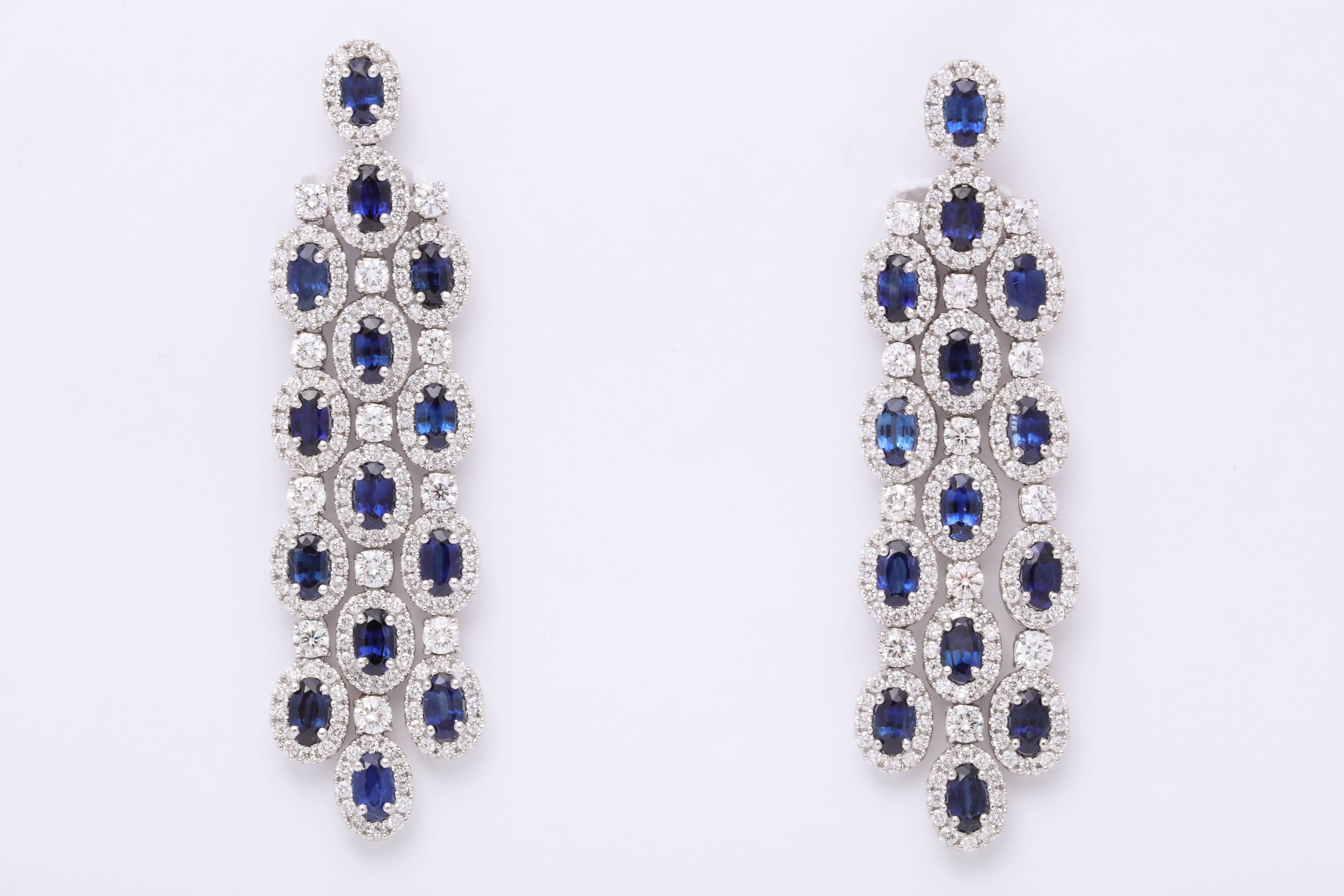 Blue Sapphire and Diamond Chandelier Earrings For Sale at 1stDibs ...