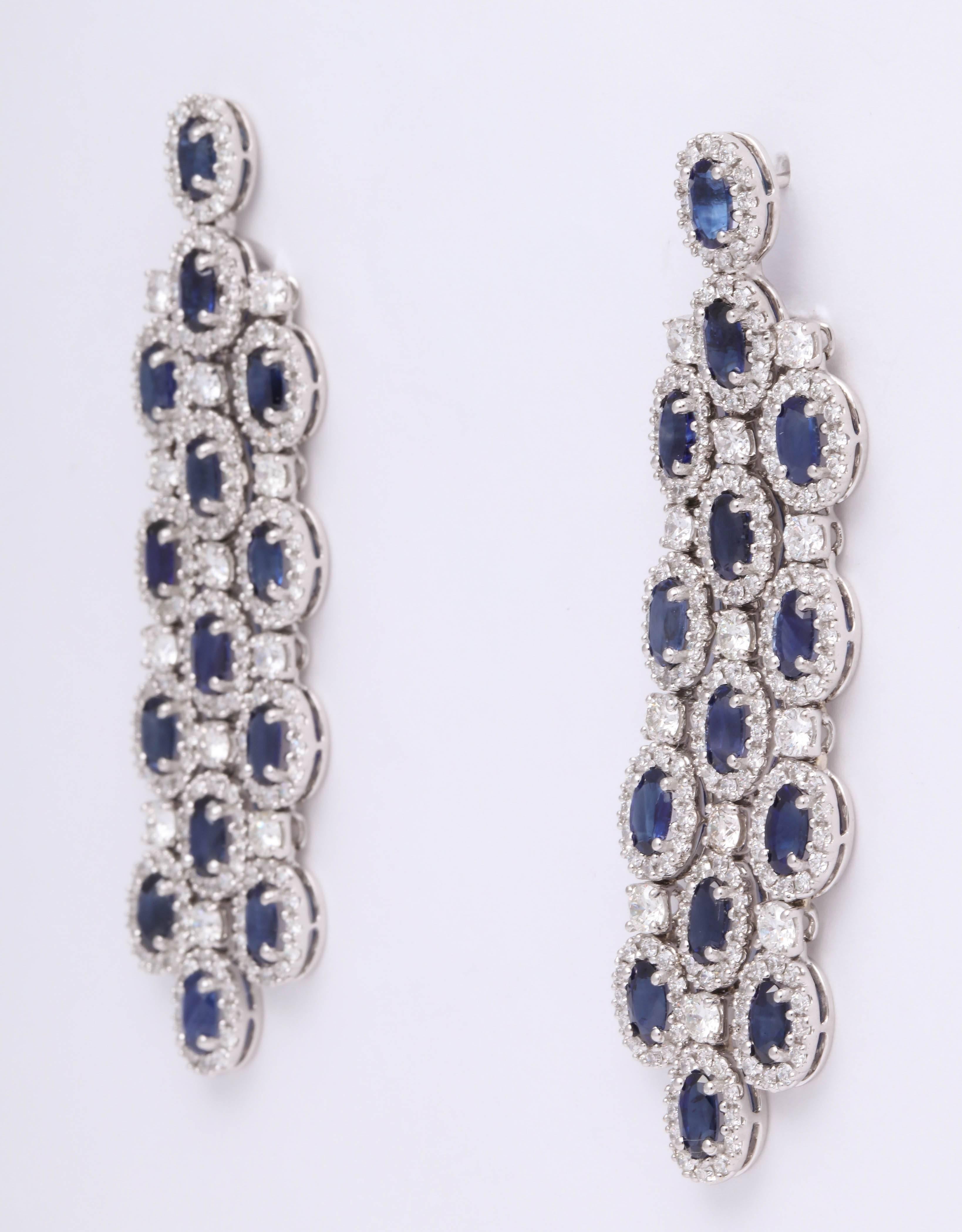 Blue Sapphire and Diamond Chandelier Earrings For Sale at 1stDibs ...