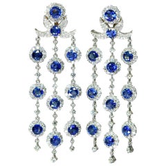 Chandelier-Ohrringe mit blauem Saphir und Diamant