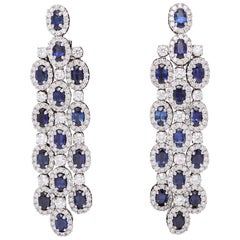 Blue Sapphire and Diamond Chandelier Earrings