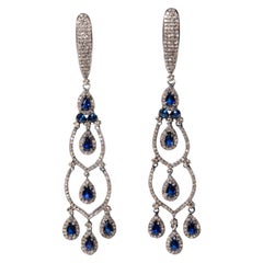 Blue Sapphire and Diamond Chandelier Earrings