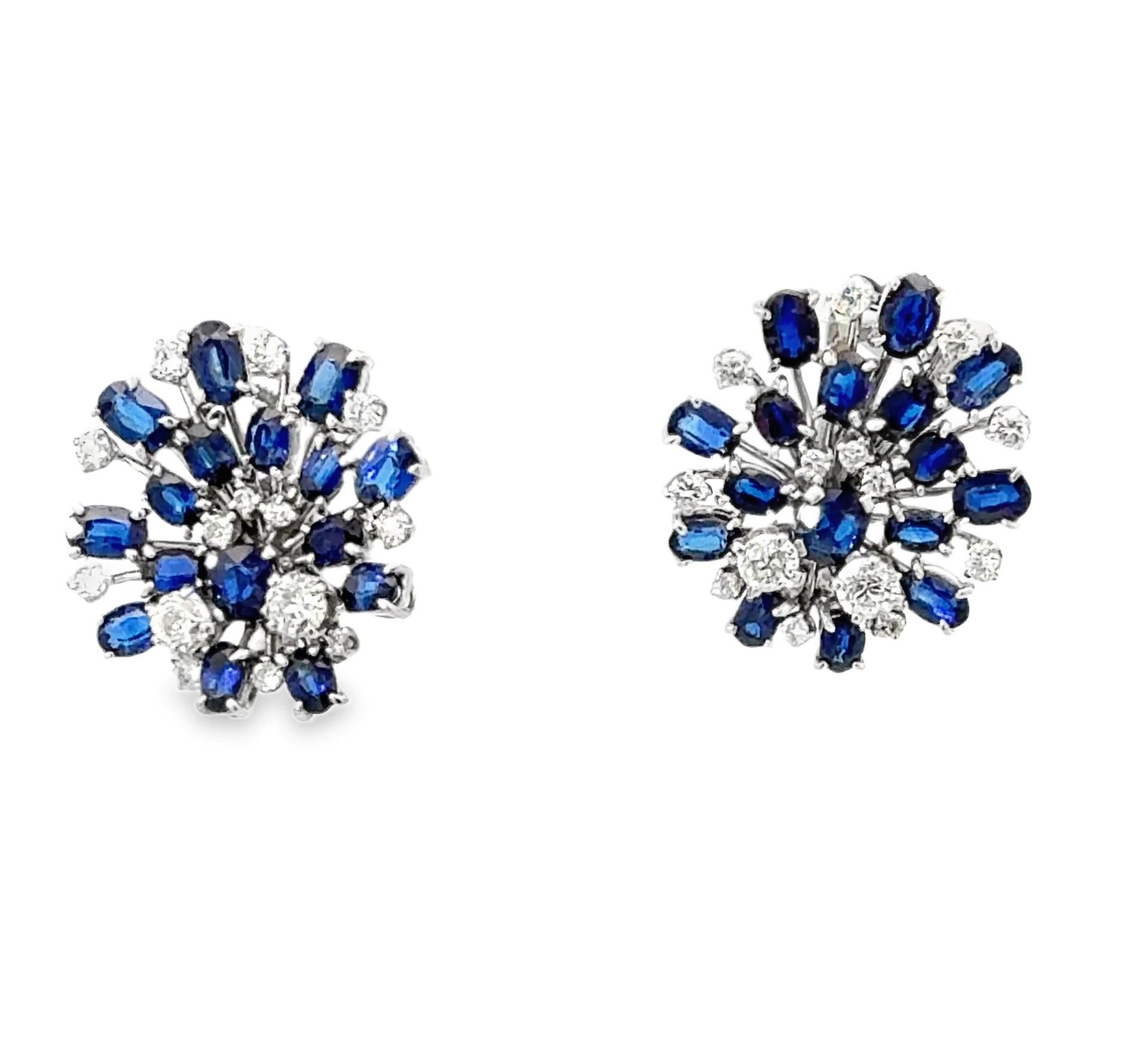Boucles d'oreilles Clips en saphir bleu et diamants Neuf - En vente à Beverly Hills, CA